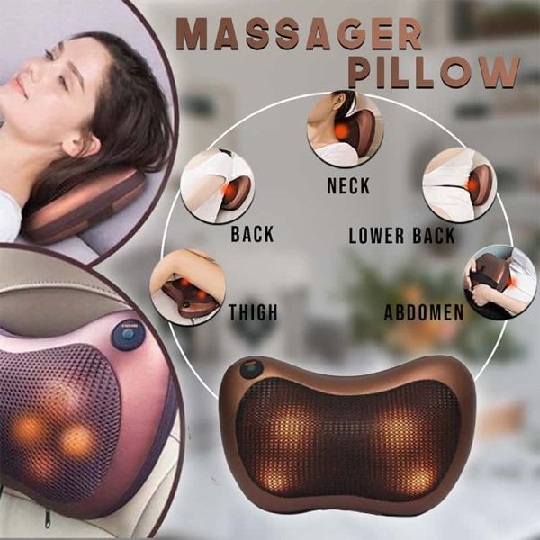 Head Neck Body Massage Pillow Heating Kneading Home Car Dual Use Body Cervical Lumbar Waist Leg Pain Relief Massager Health Care