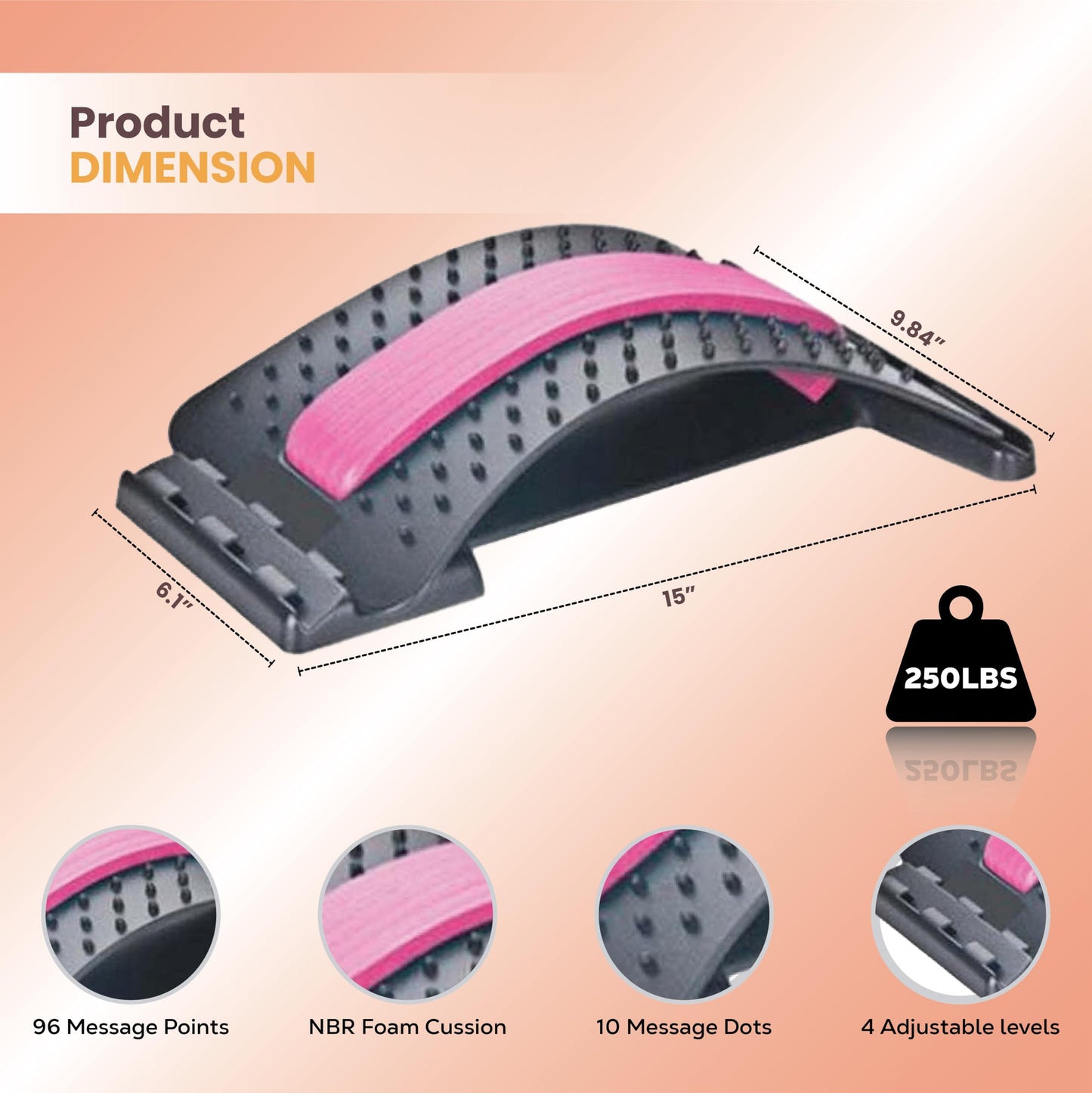 Back Stretcher, Back Cracking Device, Adjustable Household Multi Level Back Massager Board for Stress Relief with 3 adjustable levels