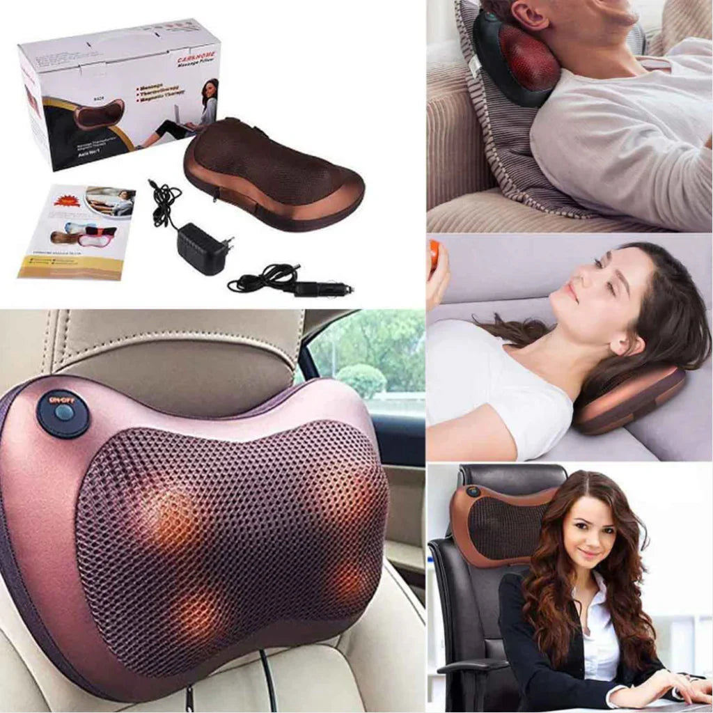 Head Neck Body Massage Pillow Heating Kneading Home Car Dual Use Body Cervical Lumbar Waist Leg Pain Relief Massager Health Care