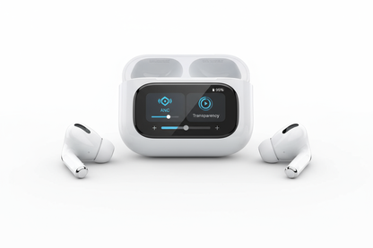 Airpods Pro With Digital Display – Anc And Transparency | Touch Volume Control Digital Screen Smooth Display Games | (color White)