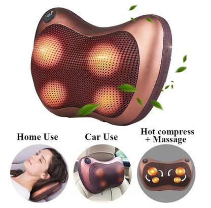 Head Neck Body Massage Pillow Heating Kneading Home Car Dual Use Body Cervical Lumbar Waist Leg Pain Relief Massager Health Care