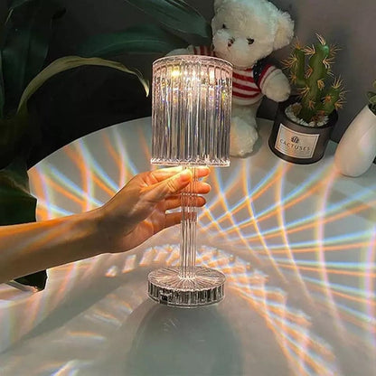 Luxury Crystal Diamond Table Lamp Touch Control RGB Color Light Bedroom Romantic